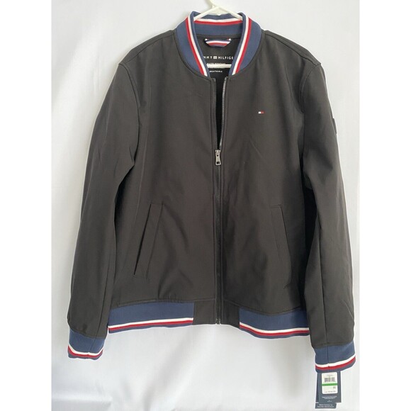 Men's Tommy Hilfiger Lightweight Jacket Black Size Large Full Zip NWT - Picture 1 of 8